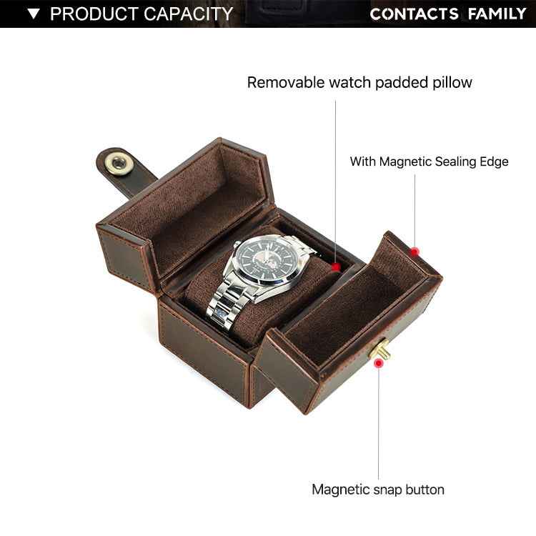 Double Open Genuine Leather Single Watch Organizer Box Case