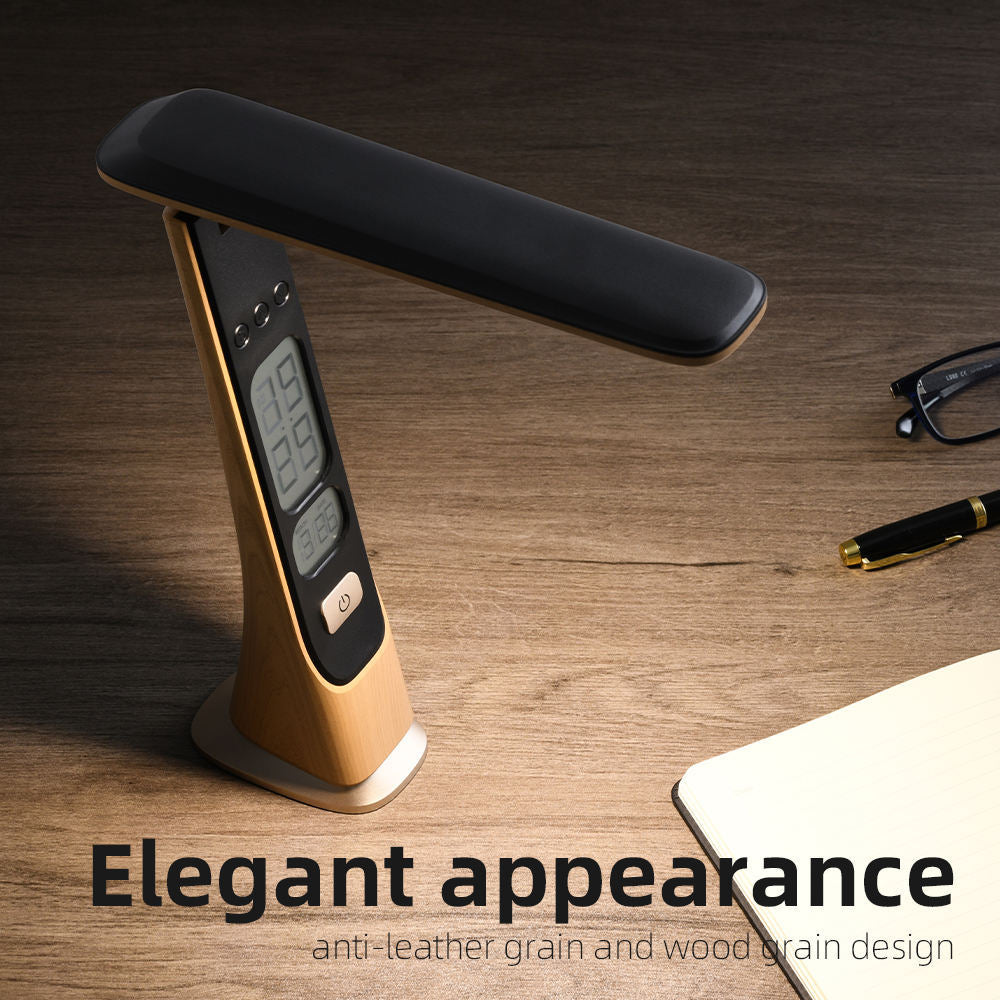 Foldable Portable Cordless Table Desk LED Lamp with Clock Calendar