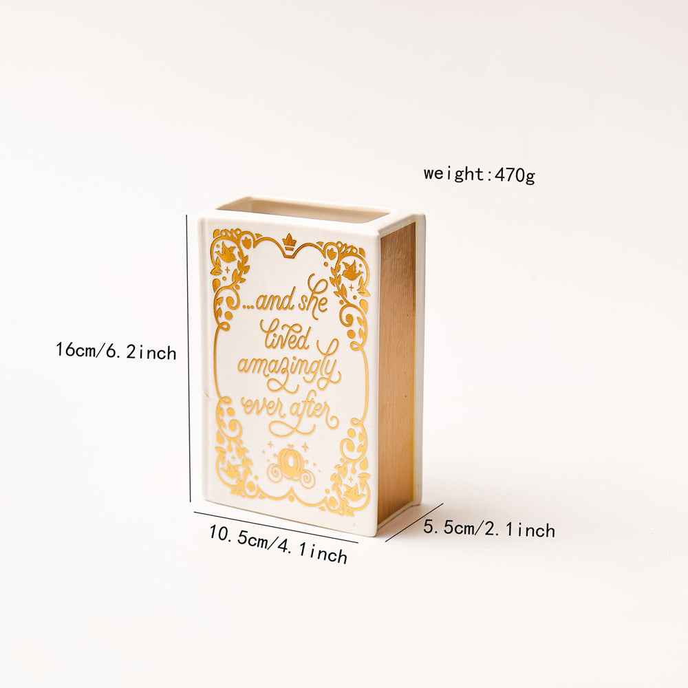 Ceramic Book-Shaped Decorative Planter for Home Decor Book Lovers
