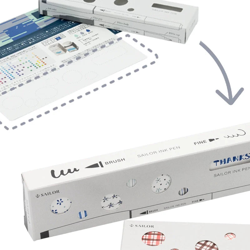 Sailor Ink Pen Kobo Brush and Fine Dual-Tip Marker 3 Color Set