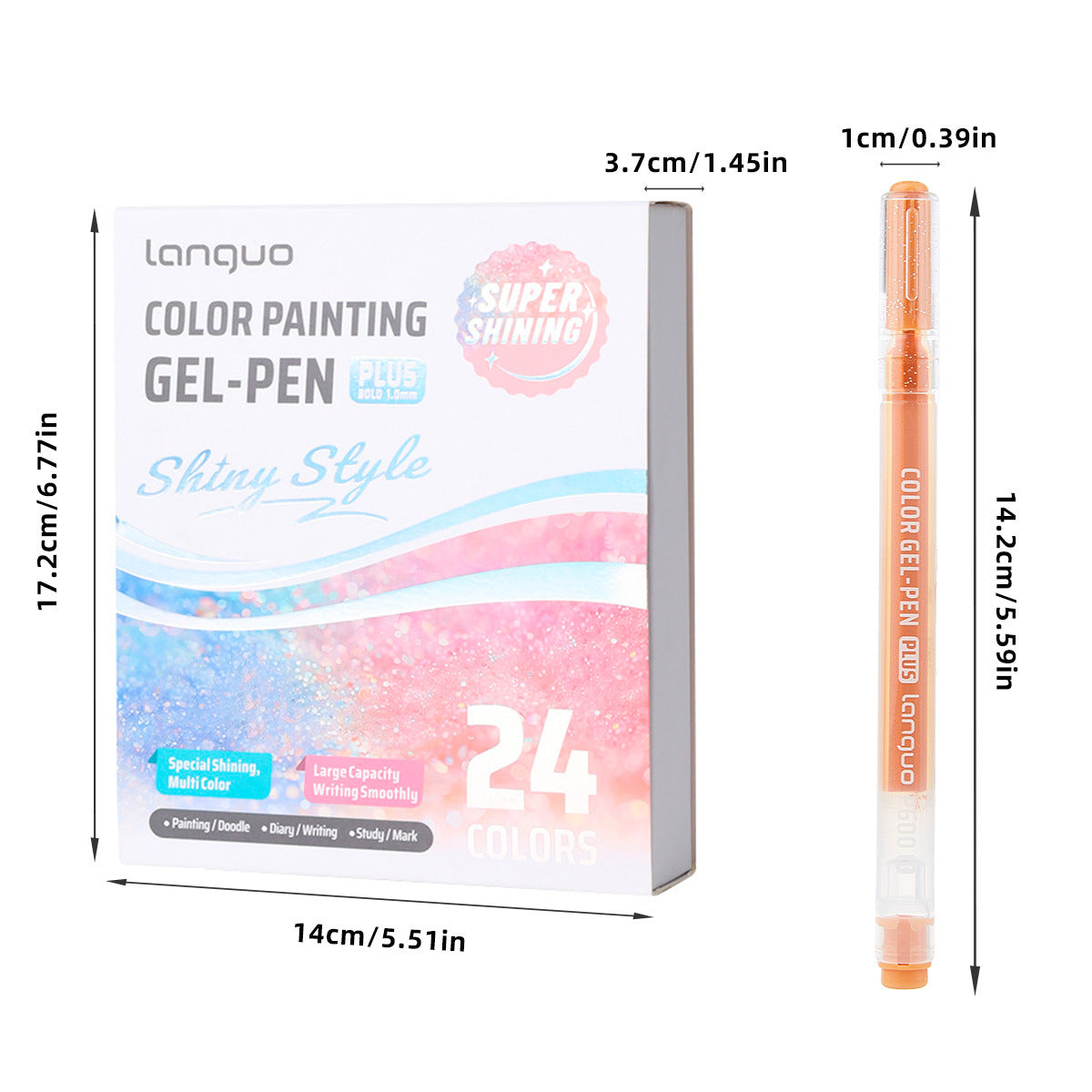Languo Color Painting Gel Pen Plus 1.0mm Shiny Style 24/36/54/72 Colors