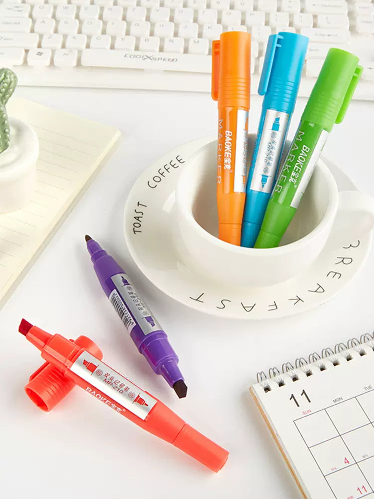 Baoke Permanent Marker Pen 8 Color Dual Tip