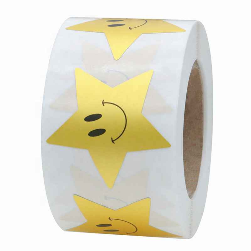 500pcs Happy Star Smile Face Reward Stickers,1.5 inch Gold - TTpen