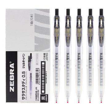Zebra JJM88 Sarasa Study Gel Ballpoint Pen,0.5,Black,10 Pieces