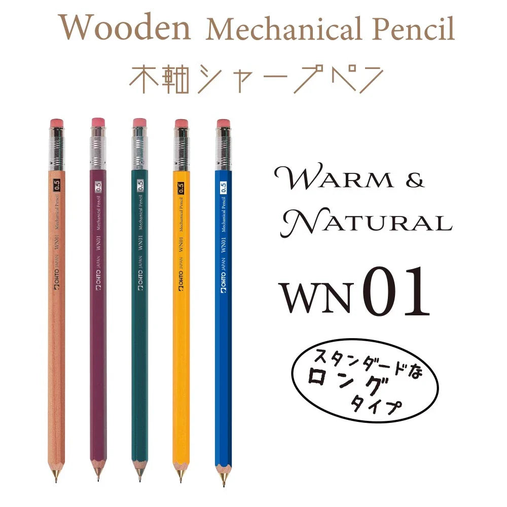 OHTO WN01 Wooden Pencil-Shaped Mechanical Pencil 0.5MM