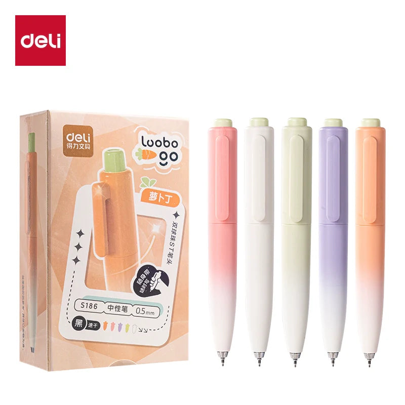 DELI S186 Pocket-Sized Click Pen - 0.5mm ST Tip Black Ink 10 Pack - TTpen