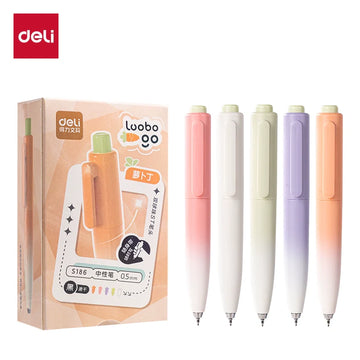 DELI S186 Pocket-Sized Click Pen - 0.5mm ST Tip Black Ink 10 Pack - TTpen