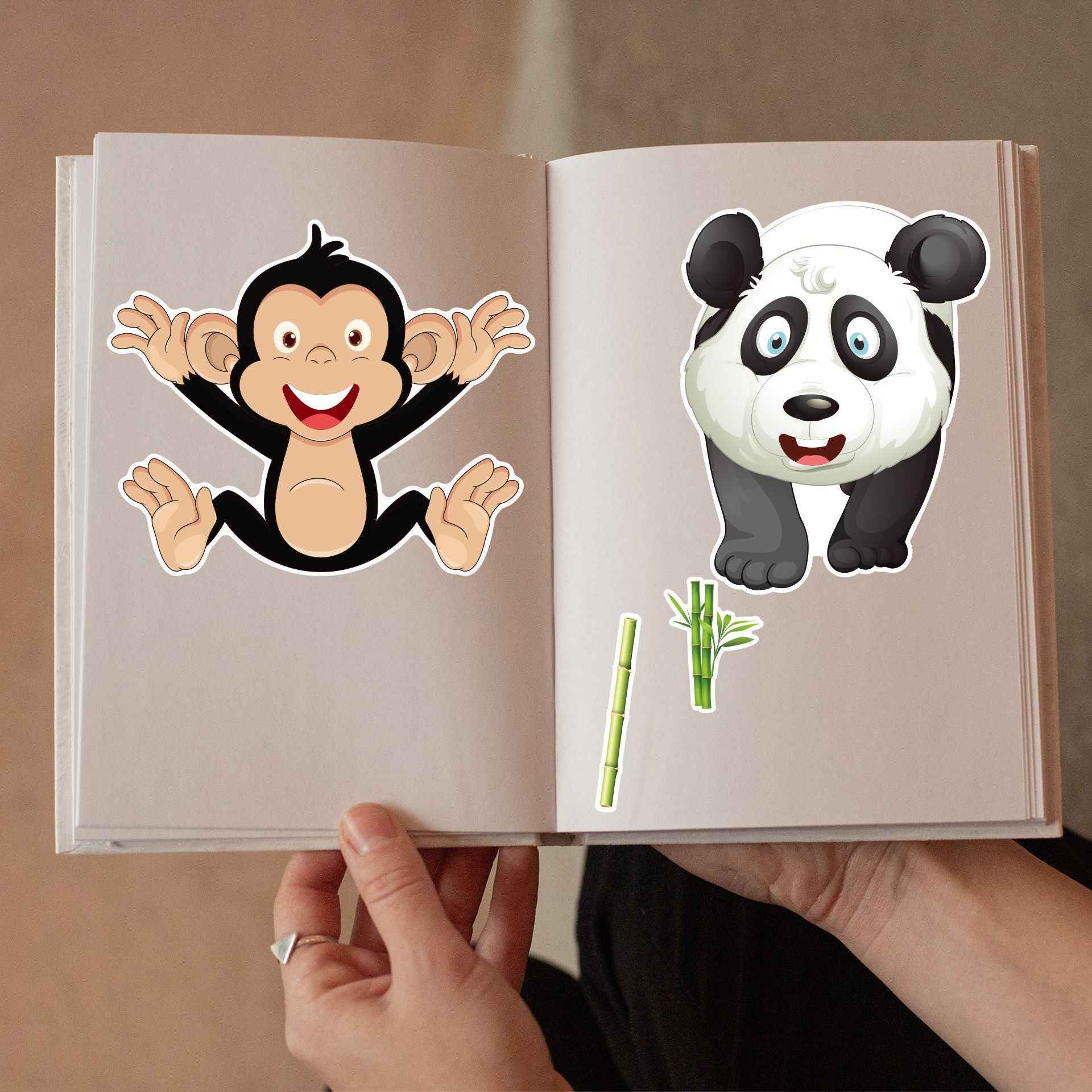 24 Sheets Panda Turtle Monkey Lion Tiger Elephant Make Your Own Stickers for Kids - TTpen