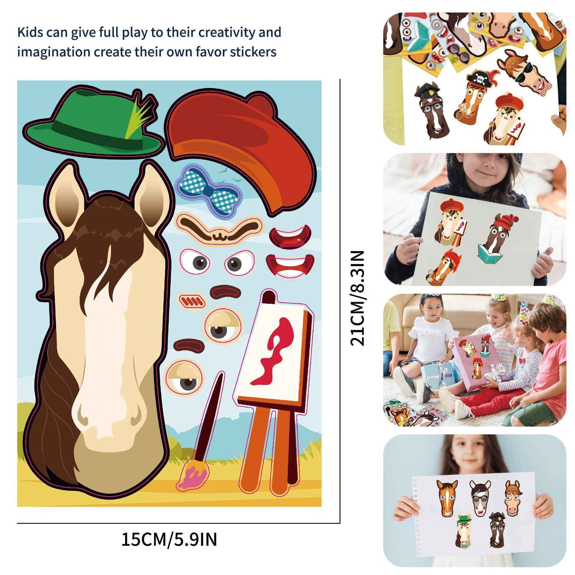 24 Sheets Cartoon Sprite Horse Make Your Own Stickers for Kids - TTpen