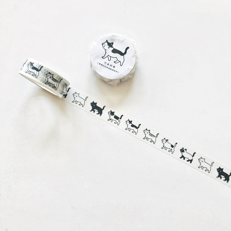 6 Adorable Cat Washi Tape Set – 1.5cm x 5m for Journaling Scrapbooking