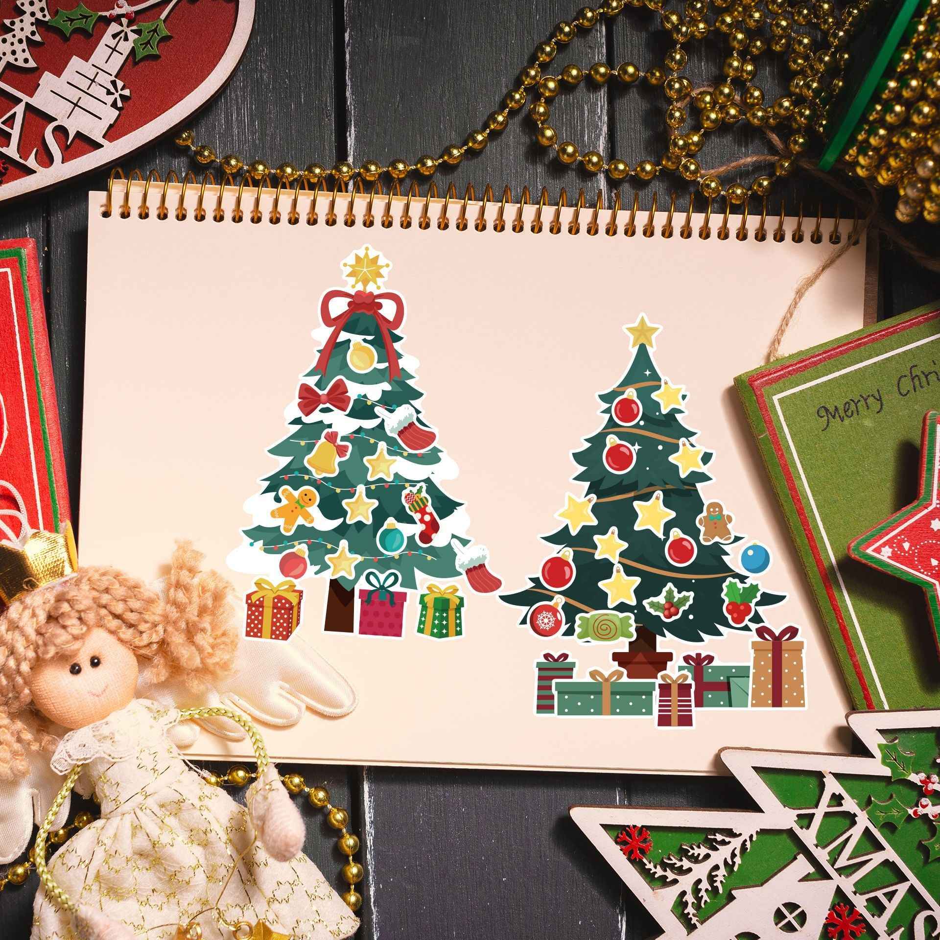 24 Sheets Christmas Tree Make Your Own Stickers for Kids Cards Crafts - TTpen