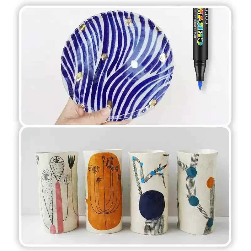 Guangna 6650 DIY Painting Pens White Porcelain Glass Pens,12/24 Colors