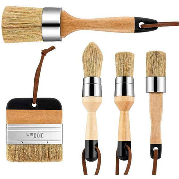 5pcs Chalk and Wax Paint Brush Round Wax Brushes for Waxing Furniture - TTpen