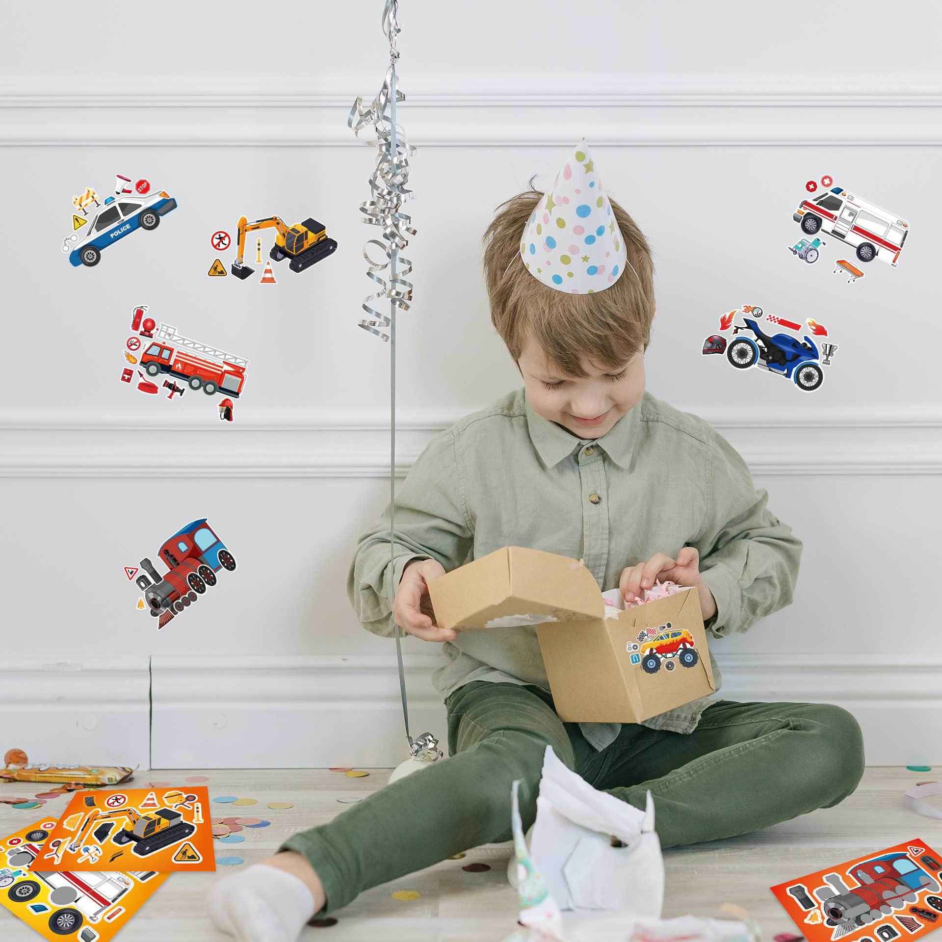32 Sheets Vehicle Theme Make Your Own Stickers for Kids - TTpen
