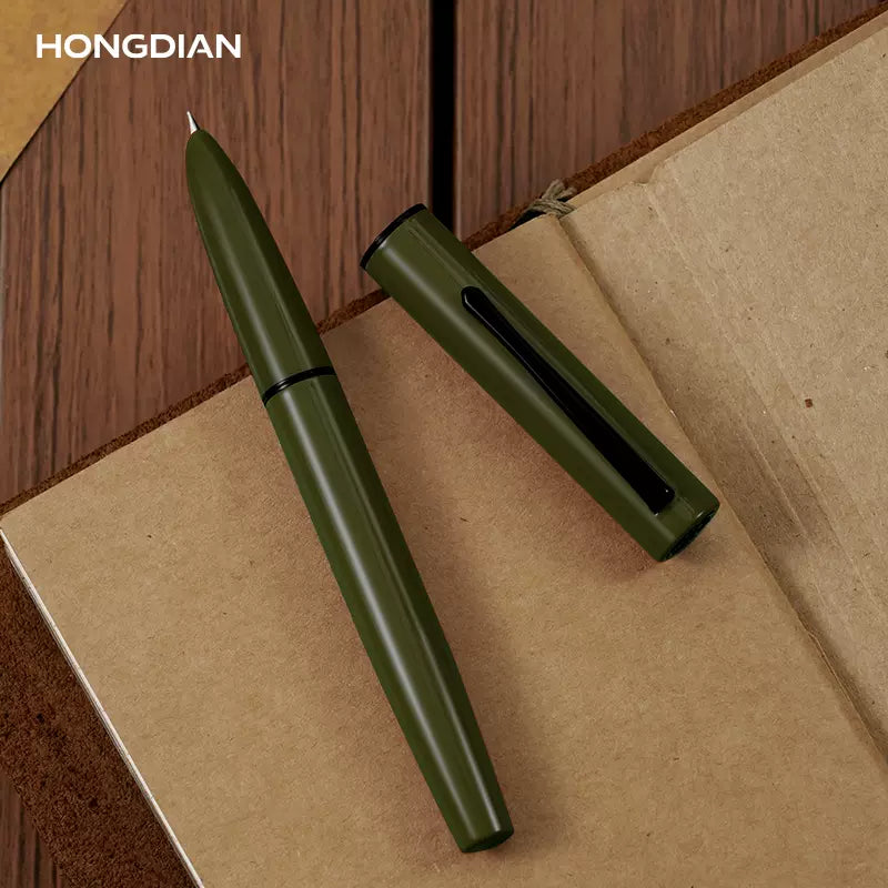 Hongdian C1 Fountain Pen Classic Retro Metal Pen with Ink Converter Dark Green