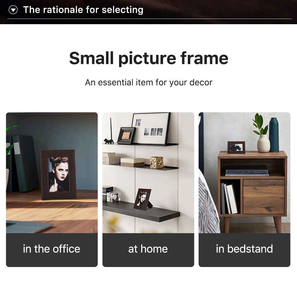 4" x 6" Coffee Full Grain Leather Picture Frame with Brown Stitching