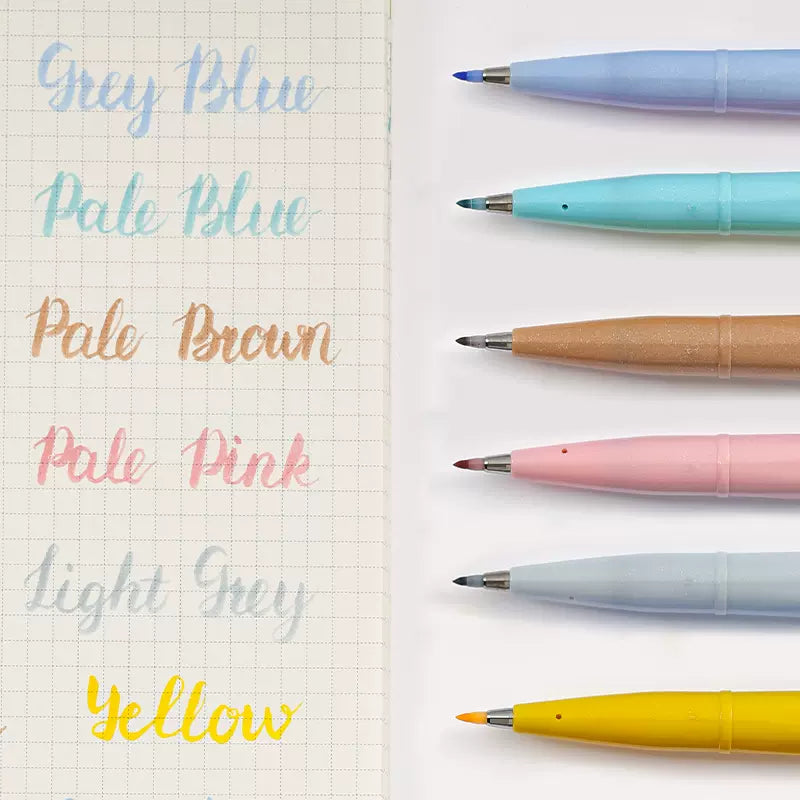 Pentel Fude Touch Sign Pen,Felt Pen Like Brush Stroke,6 Pack B