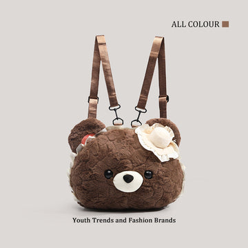 Brown Bear Face Backpack Giant Head Plush Doll Bag for Girls LOLITA Fashion
