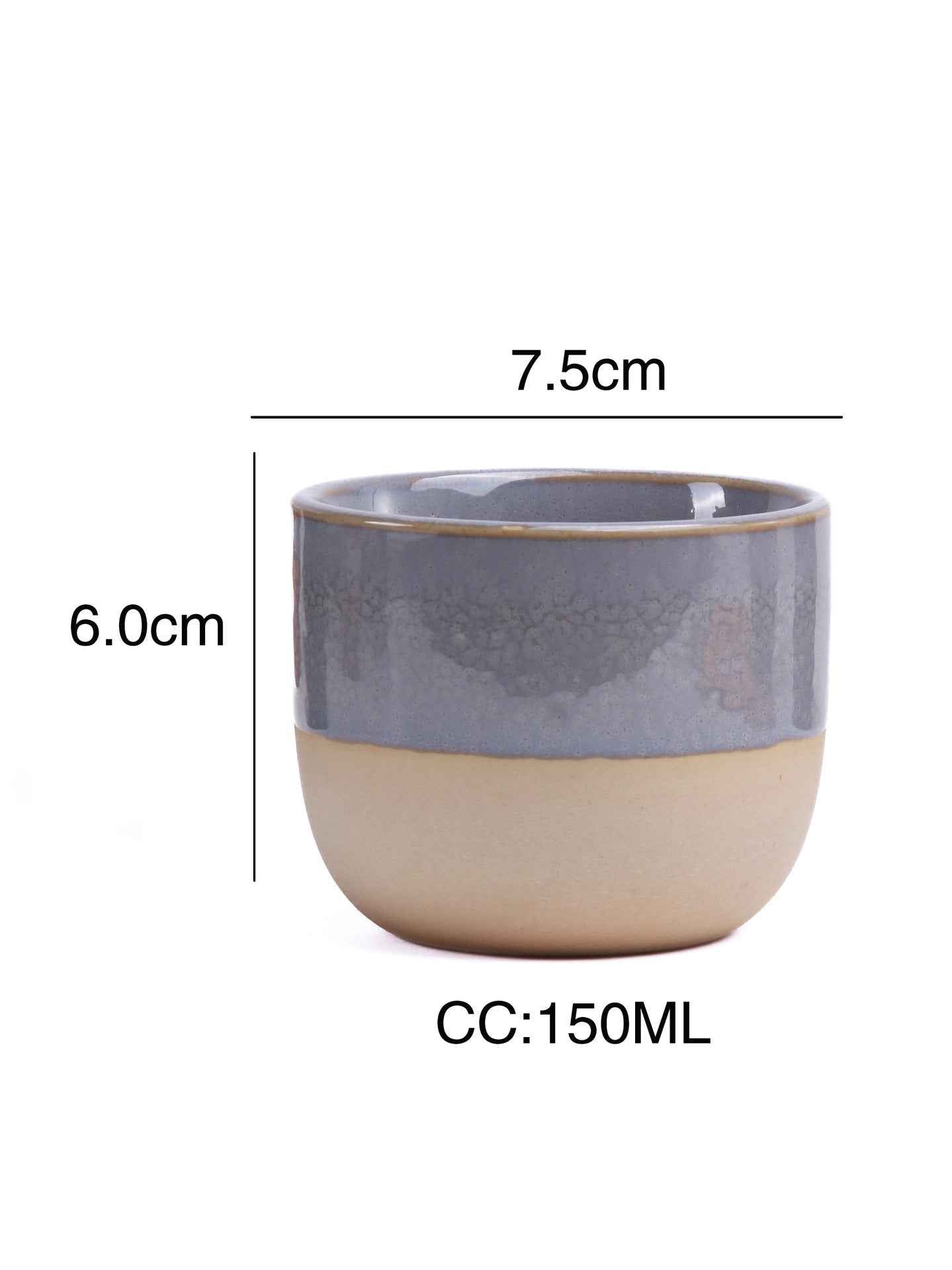 150ml Grey Ceramic Espresso Cups for Coffee Tea Set of 4