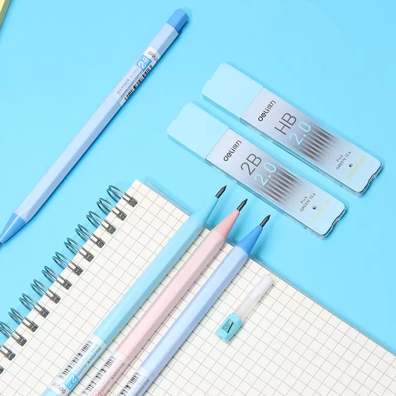 DELI 2.0MM Mechanical Pencil Plus with 24pcs Black Lead Refills