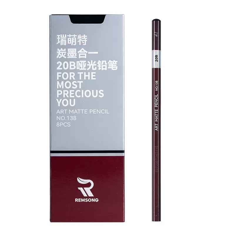 REMSONG ART Matte Pencil Set HB-20B Sketching and Drawing 8 Pack - TTpen