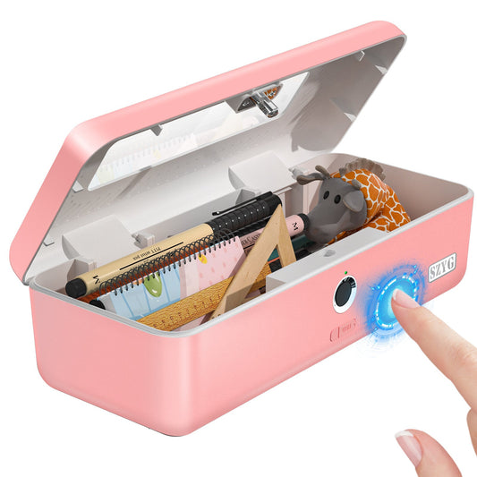 Biometric Fingerprint Storage Box Pen Money Jewelry Safe for Office