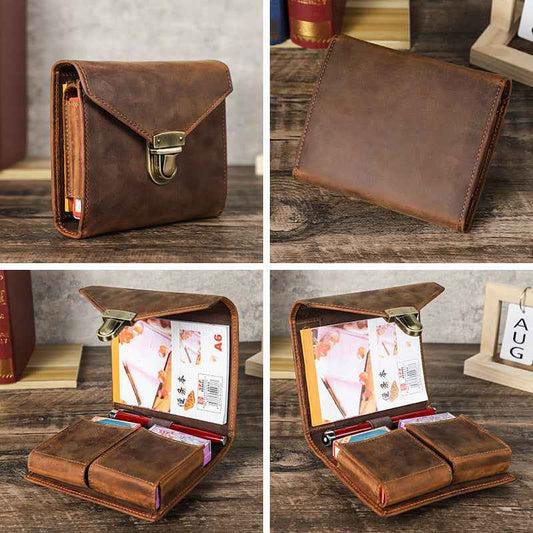 Double Deck Genuine Leather Playing Card Case/Holder
