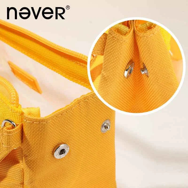 Never Large Capacity Canvas Transparent Candy Color Pencil Case