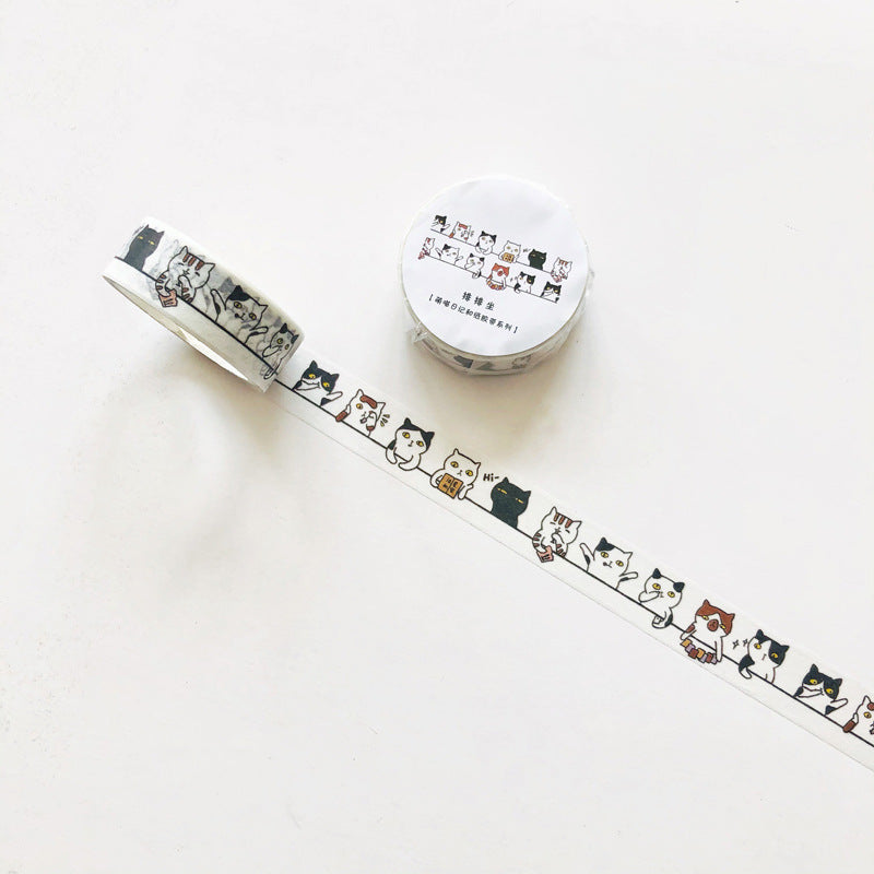 6 Adorable Cat Washi Tape Set – 1.5cm x 5m for Journaling Scrapbooking