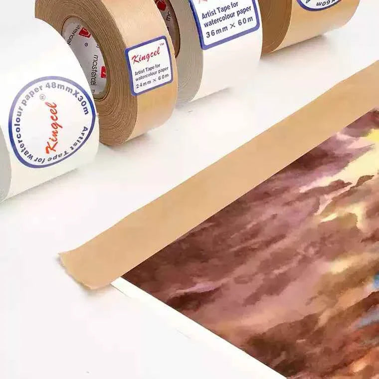 Kingcel Artist Tape White /Brown Kraft for Watercolor Paper