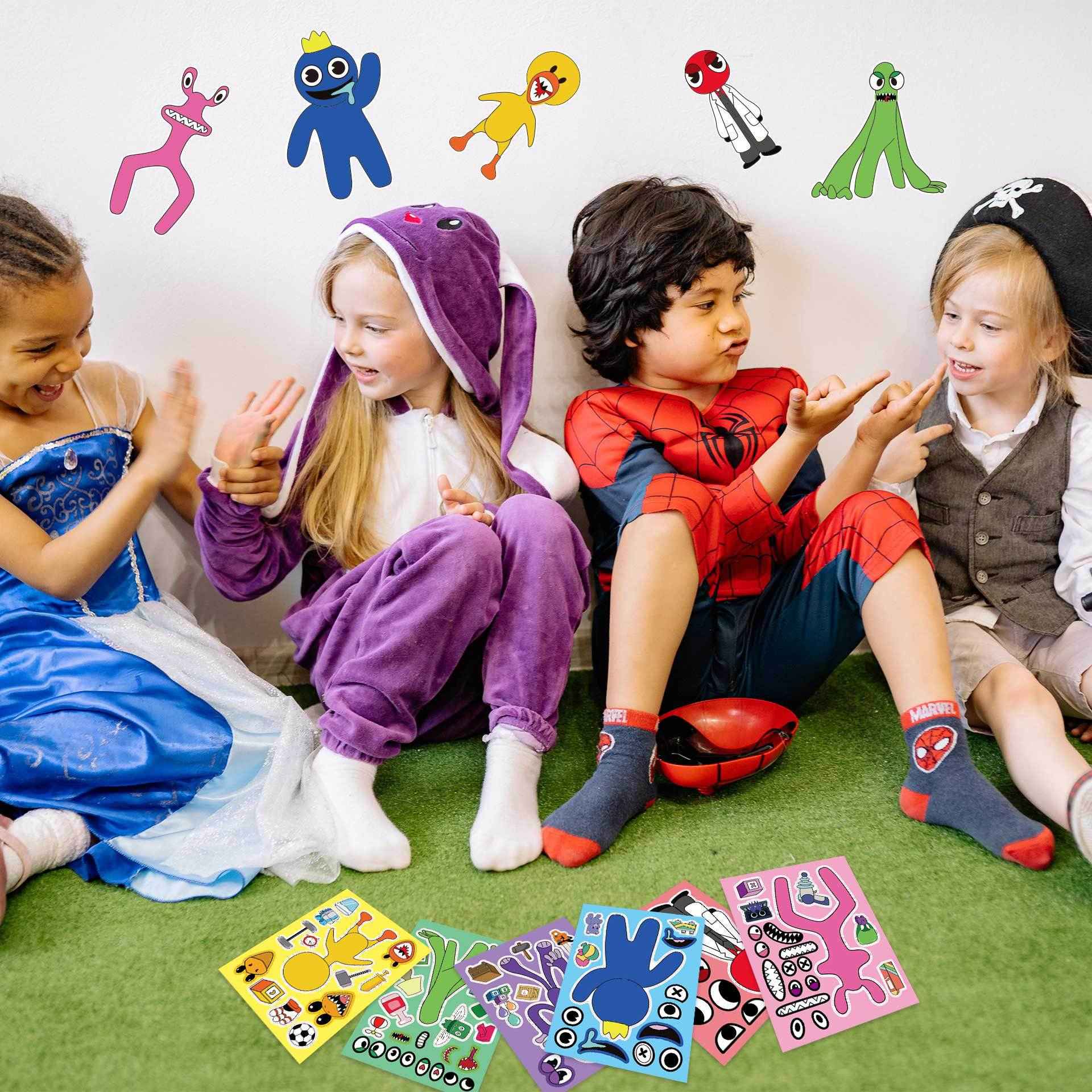 24 Sheets Rainbow Friends Make a Face DIY Stickers for Kids - TTpen