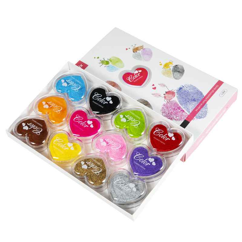 12 Color Heart Shape Craft Ink Pad for Paper,Wood,Fabric - TTpen