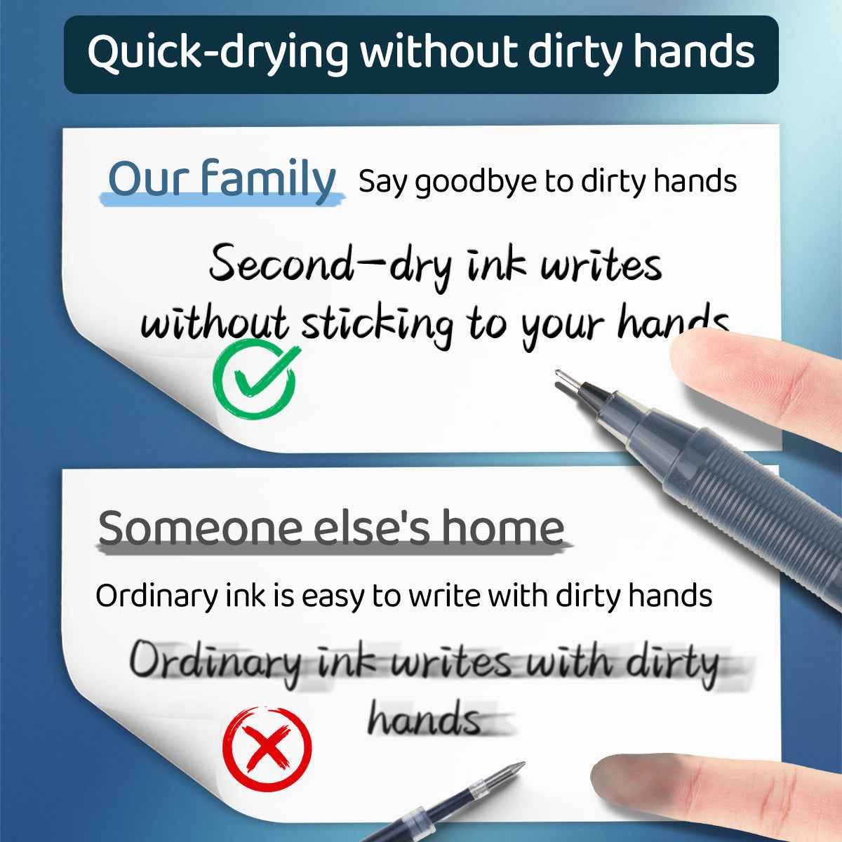 SHANDS Liquid Ink Rollerball Pens Black/Blue/Red 0.5mm Fine Needle Nib 12pcs