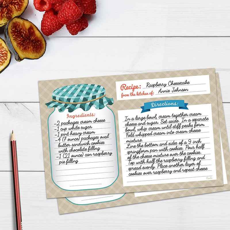 25 Double Sided Recipe Cards 4 x 5.5 Inch - TTpen