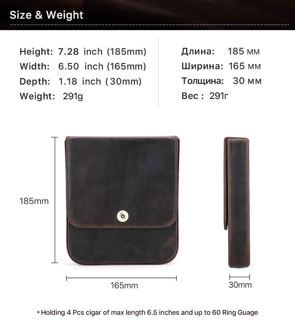 Vintage Leather 4-Cigar Case Magnetic Closure