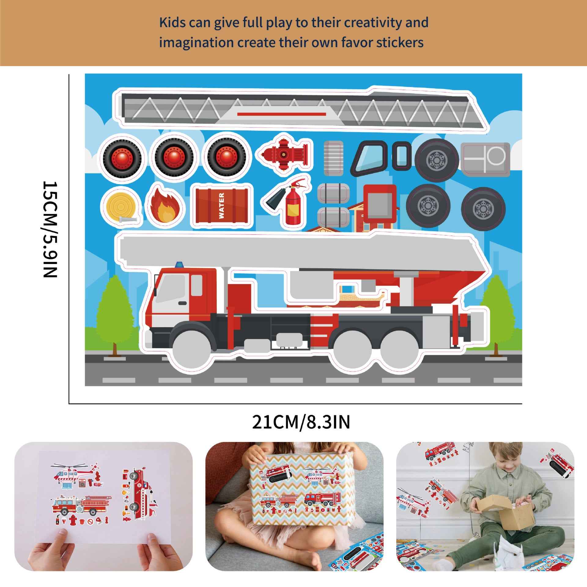32 Sheets Fire Engine Make Your Own Stickers for Kids - TTpen