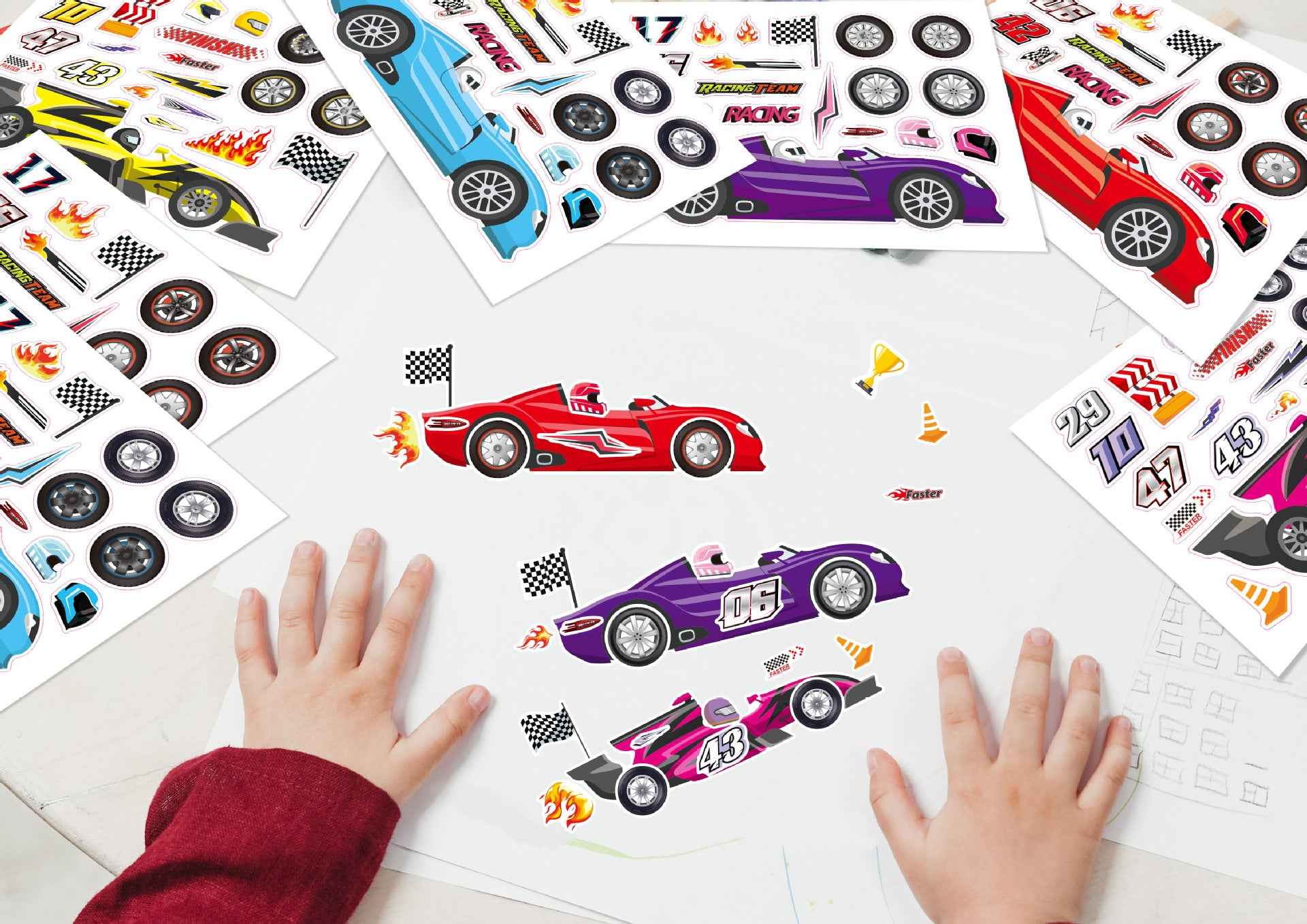 32 Sheets Racing Car Make Your Own Stickers for Kids - TTpen