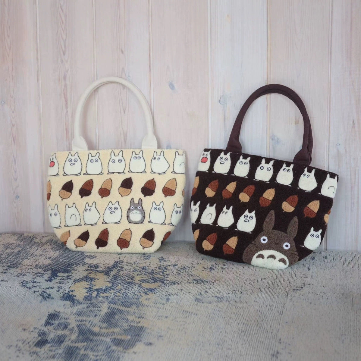 Cute Totoro Plush Handbag Tote Cartoon Embroidery for Girls Women