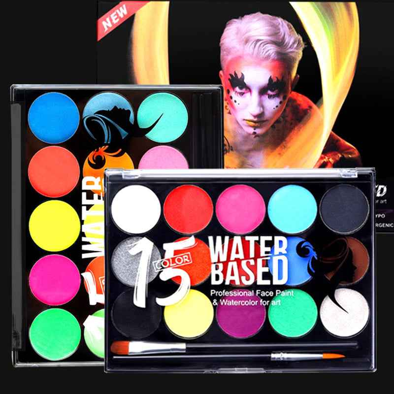 15 Color Face Painting Kit for Kids Makeup with 2 Brushes