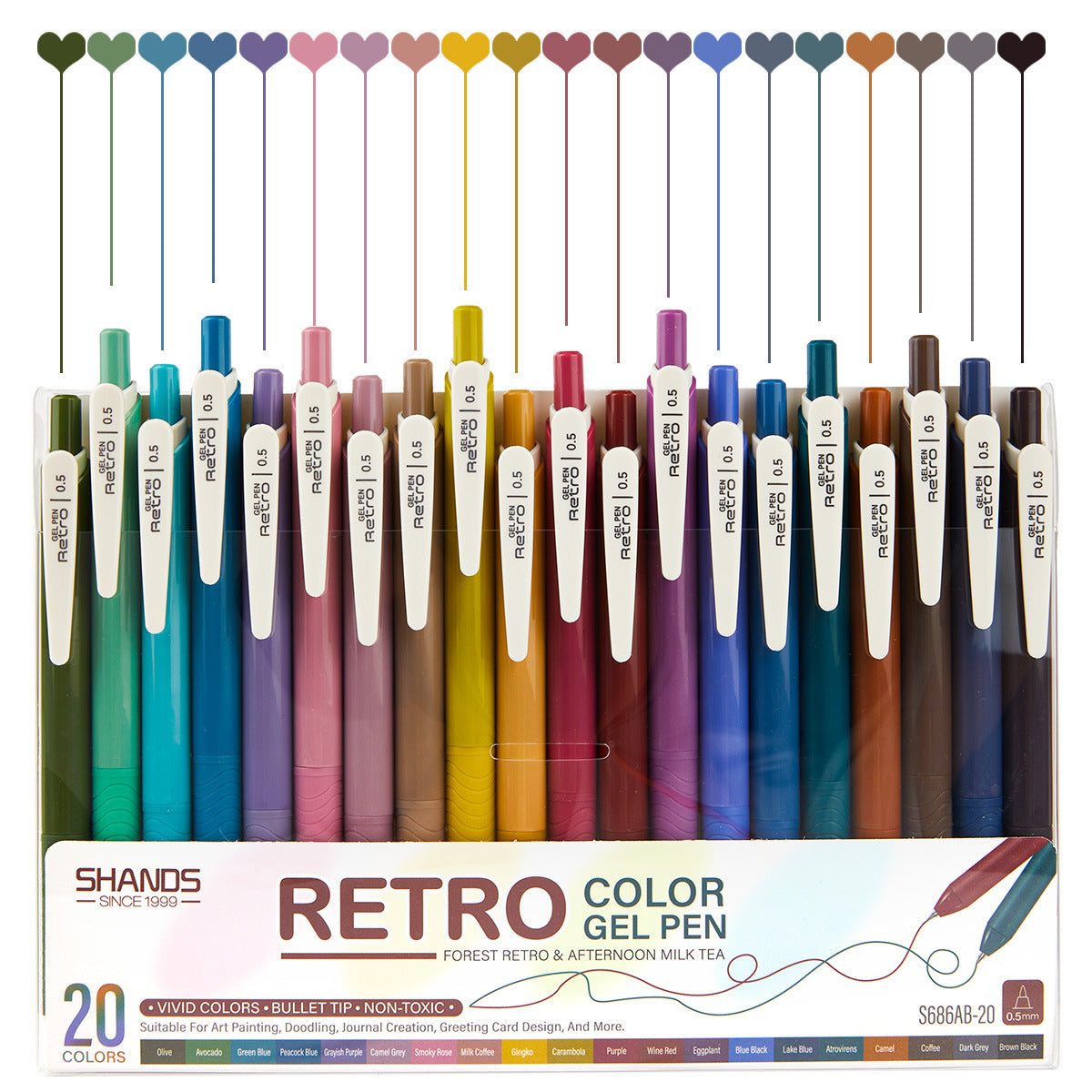 SHANDS S686 Retro /Juice Colored Gel Ink Pens Retractable 0.5mm