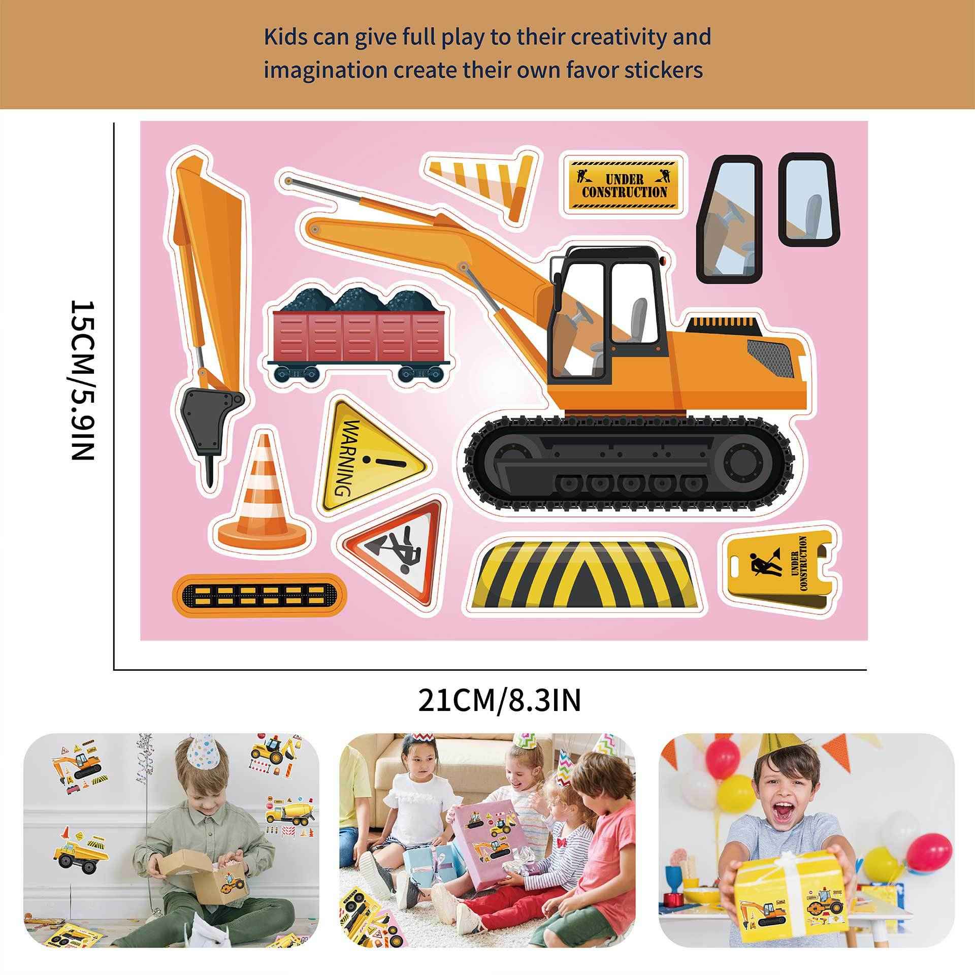 32 Sheets Engineering Vehicles Make Your Own Stickers for Kids - TTpen