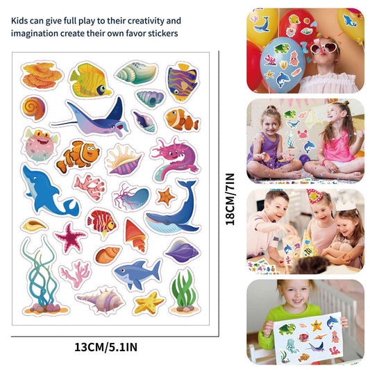 32 Sheets Ocean Sealife Animal Stickers for Kids - TTpen