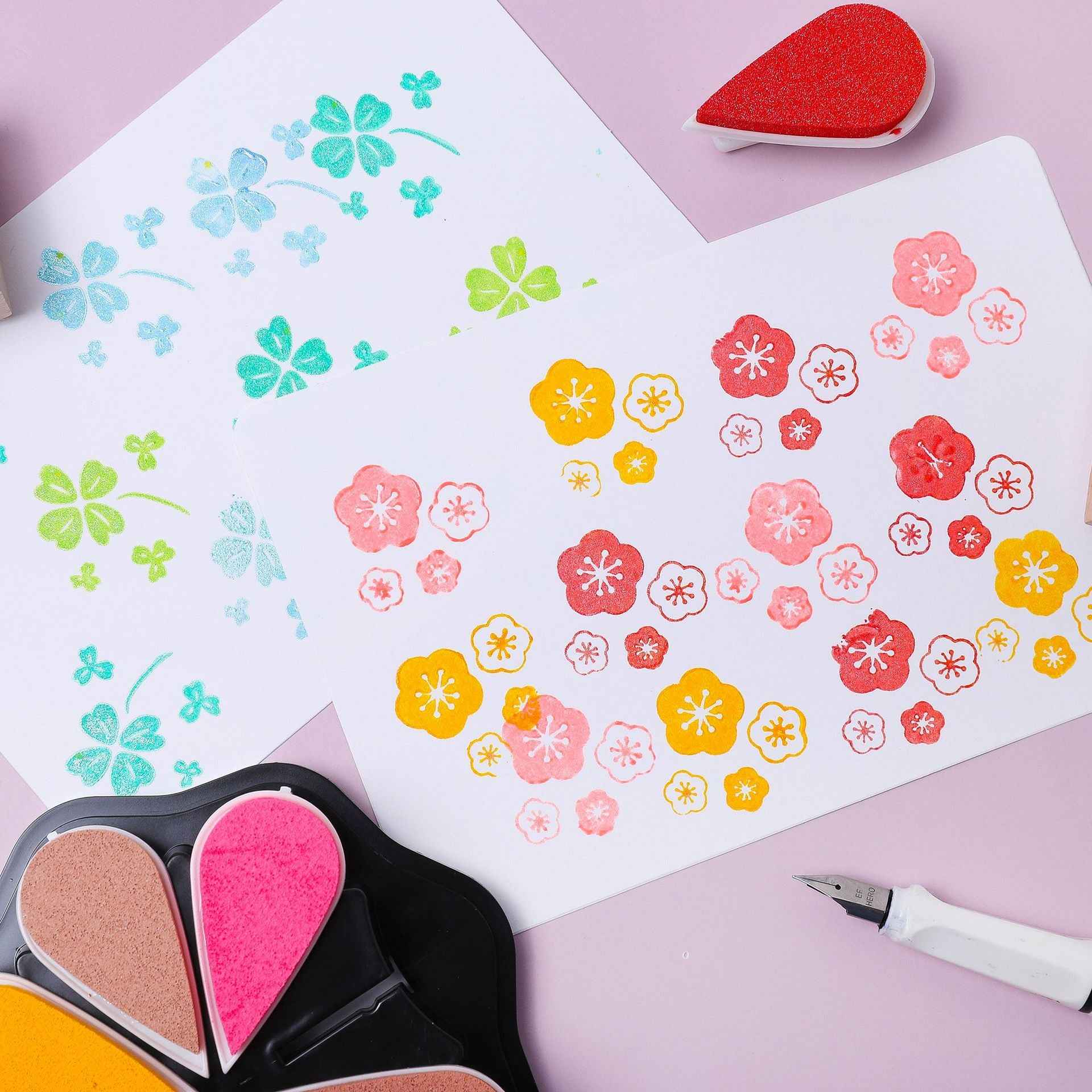 8 Colors Petal Shape Craft Pigment Ink Pad Stamps Partner - TTpen