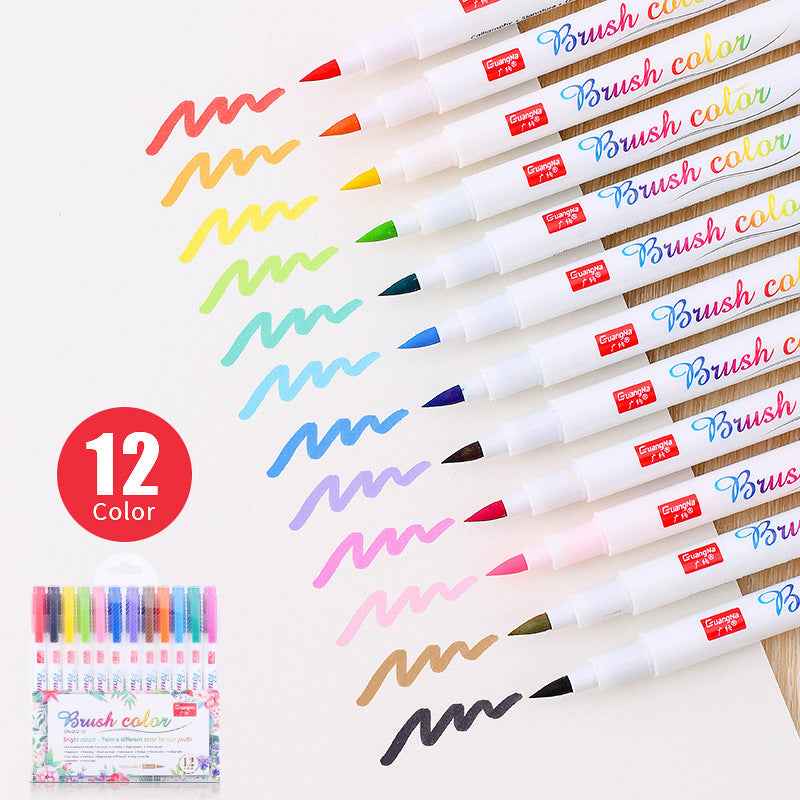 Guangna Flexible Brush Tip Marker Pens for Journaling Calligraphy 12 Color