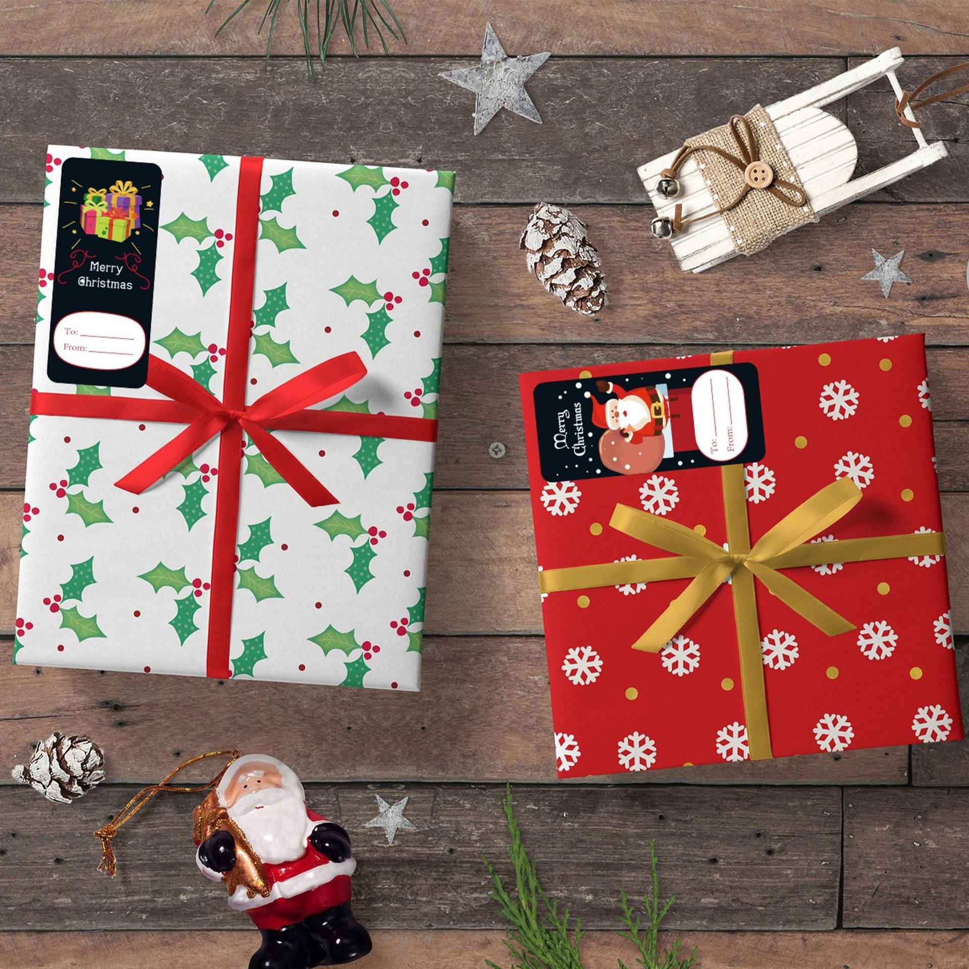 192pcs Merry Christmas To and From Stickers for Gift Box Wrapping - TTpen