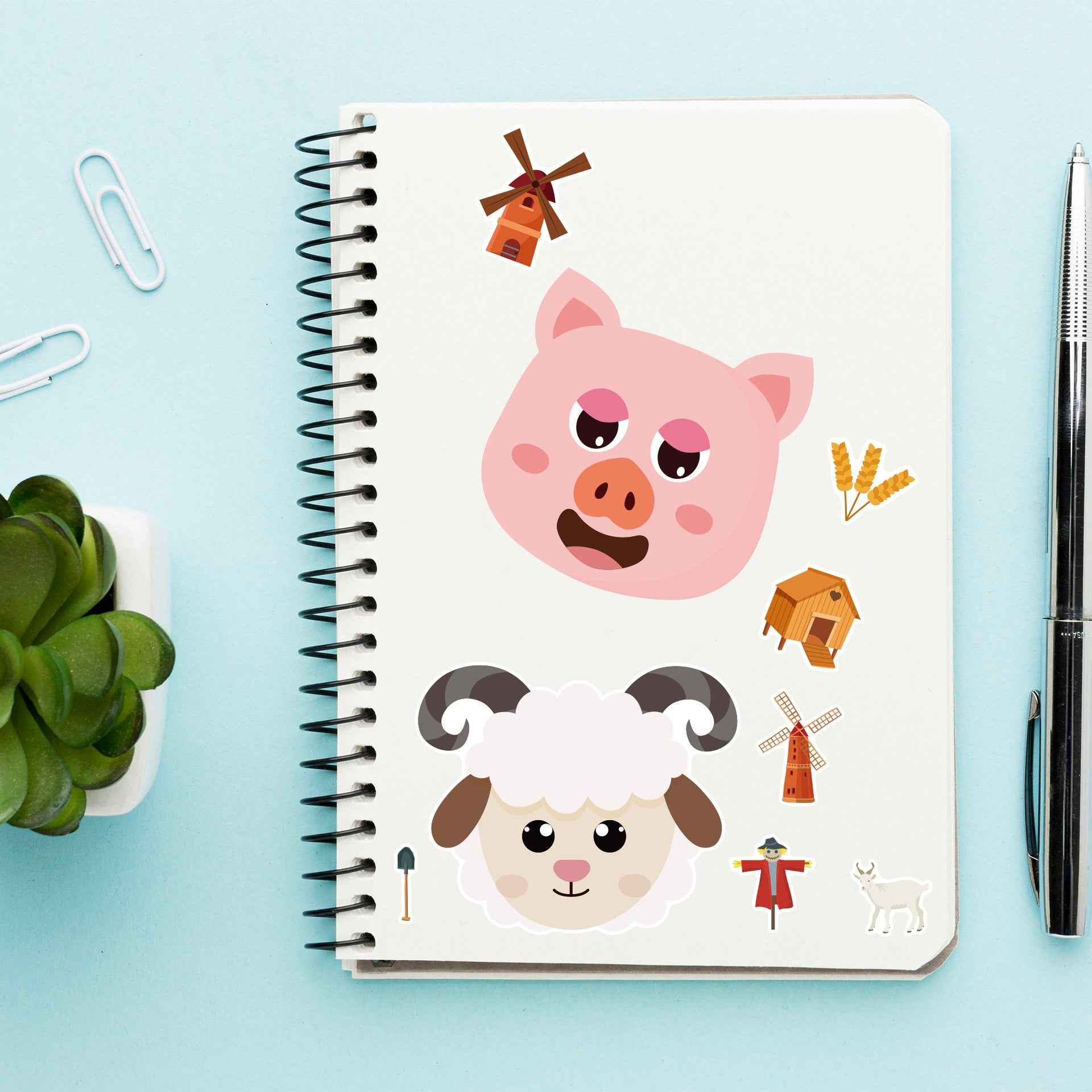 24 Sheets Farm Animals Make Your Own Stickers for Kids - TTpen