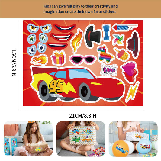32 Sheets Cartoon Car Airplane Make Your Own Stickers for Kids - TTpen