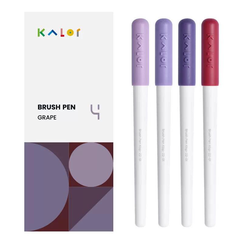 Kalor Brush Pen for Drawing- Hard - 4 Colors Set Grape