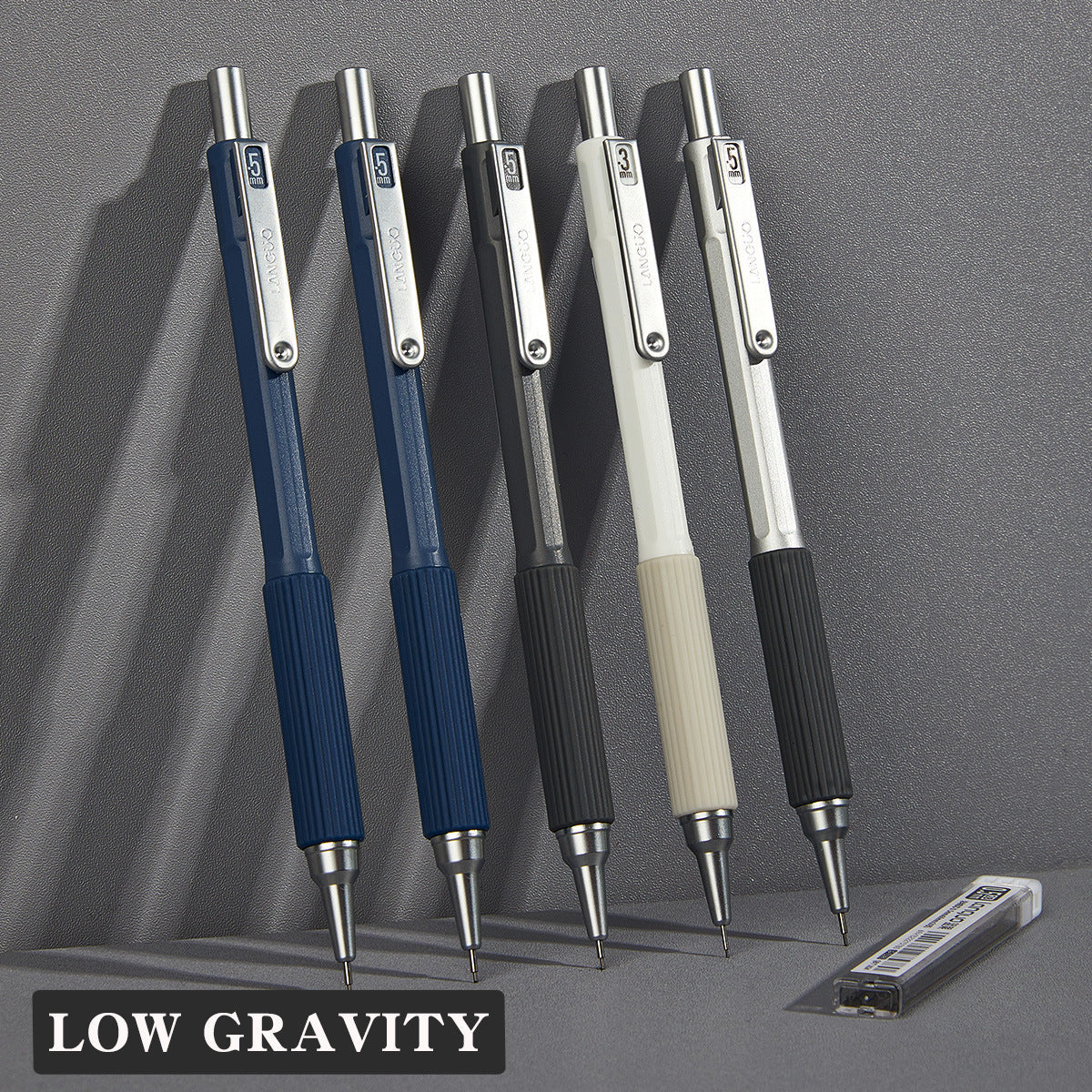 Low-Center Gravity Metal Mechanical Pencil with Leads Set 0.3mm/0.5mm