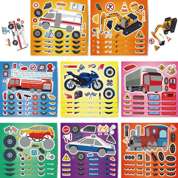 32 Sheets Vehicle Theme Make Your Own Stickers for Kids - TTpen